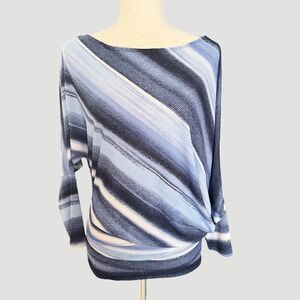 Trisisto Femme Blue Striped Dolman Sleeve boho Top Womens M Vintage Y2K flowy